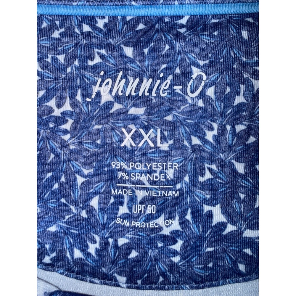Johnnie-O Mens XXL Blue Floral Performance Polo Shirt Gainey Ranch UPF 50 Golf - Picture 3 of 10
